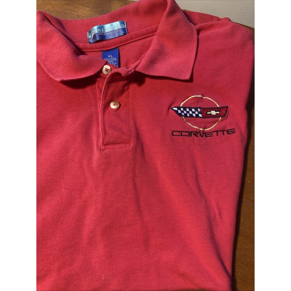 CORVETTE RACING Flag EMBLEM Red Polo Car Race Chevy XL Chevrolet Embroidered